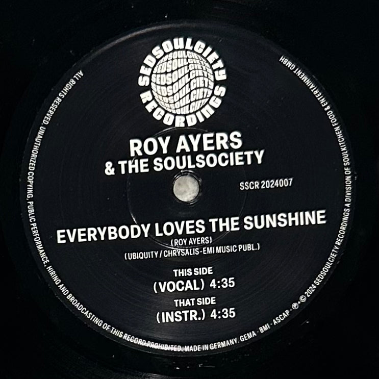 Roy Ayers & The Soulsociety - Everybody Loves The Sunshine b/w Inst