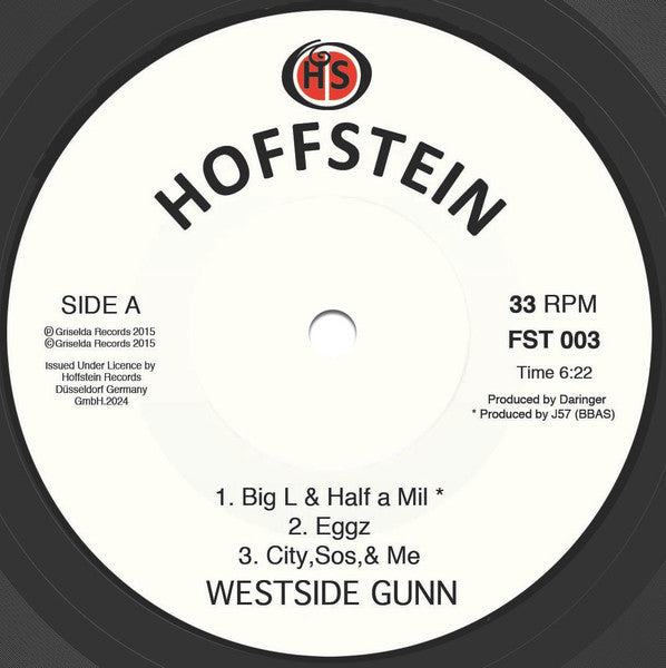 Westside Gunn - Big L & Half A Mil / Eggz / City, Sos & Me b/w Never Coming Homme / Eric B